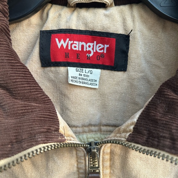 Wrangler Hero Large Khaki Canvas Full Zip Vest with Sherpa Lining (See Pics) - Picture 6 of 7